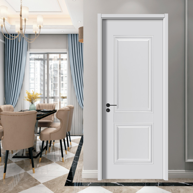 Puerta de madera maciza de teca pintada en blanco con PVC